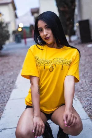 Black SA Drip Outline | Gold Tee