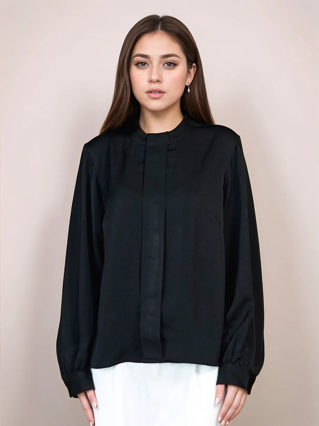 Black Solid Full Sleeves Top