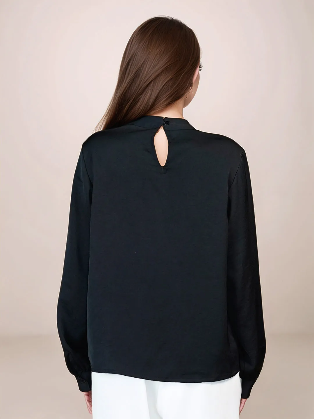 Black Solid Full Sleeves Top