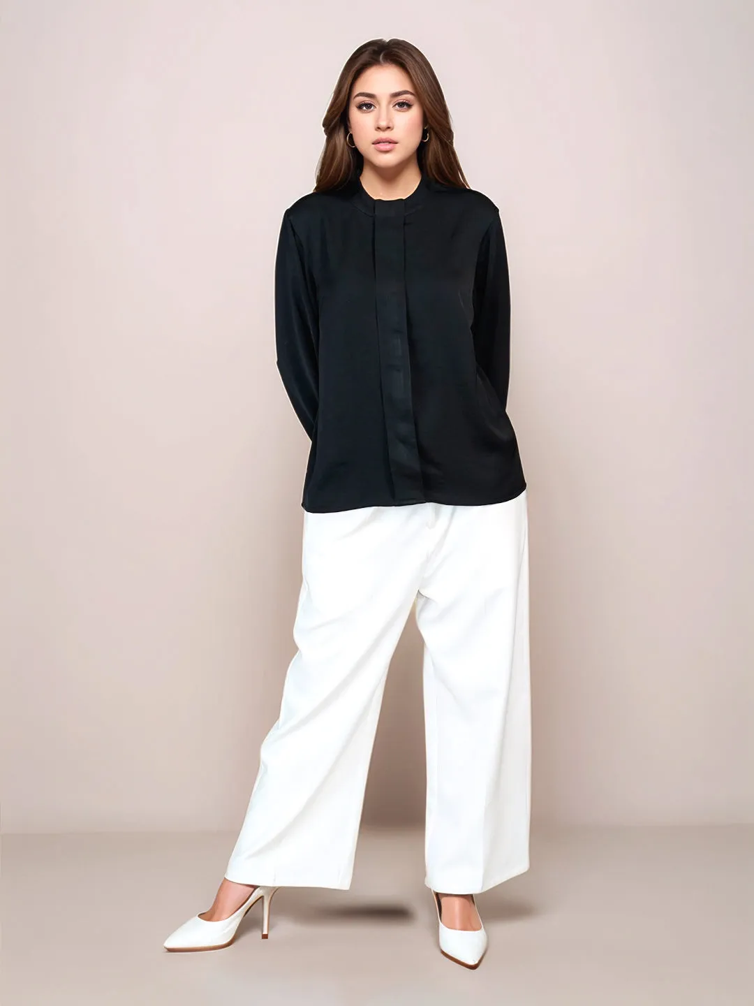 Black Solid Full Sleeves Top