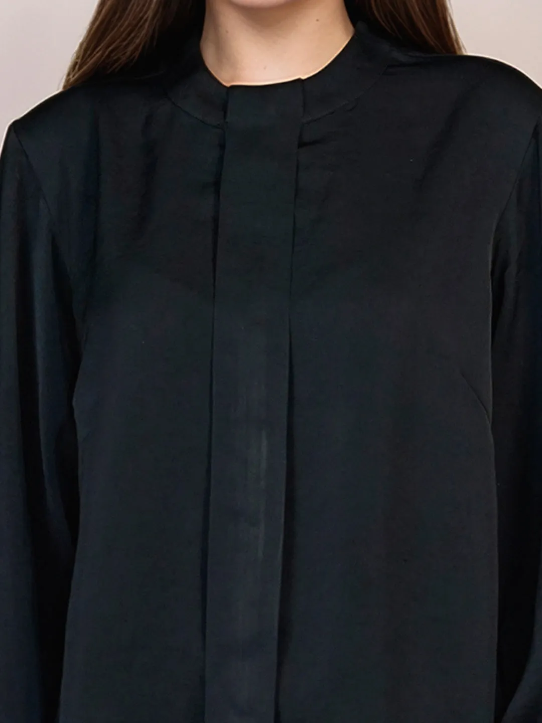 Black Solid Full Sleeves Top