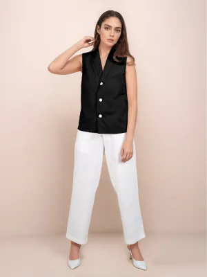 Black Solid Sleeveless Top
