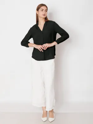 Black Solid Straight Fit Top