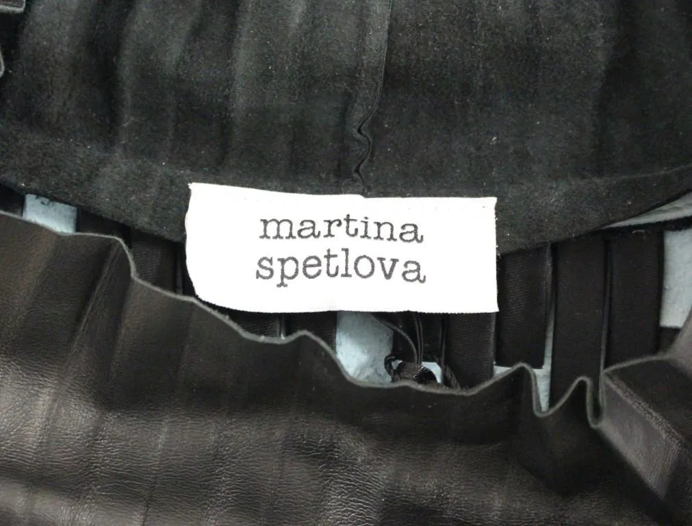 Blue Black Nappa Leather Top Sweater