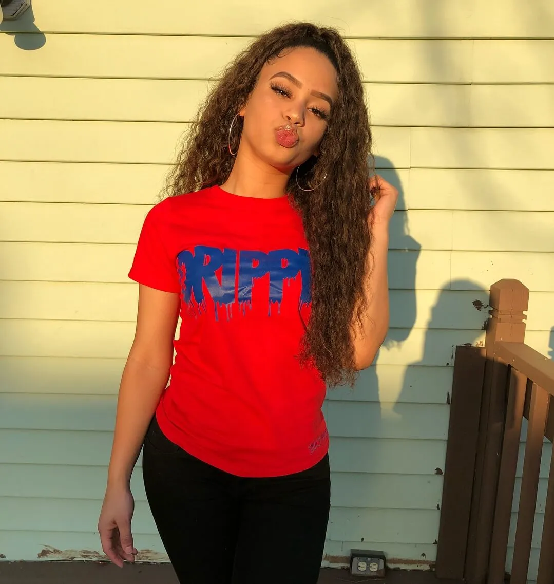 Blue Drippin | Red Tee