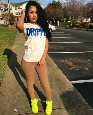 Blue Drippin | White Tee