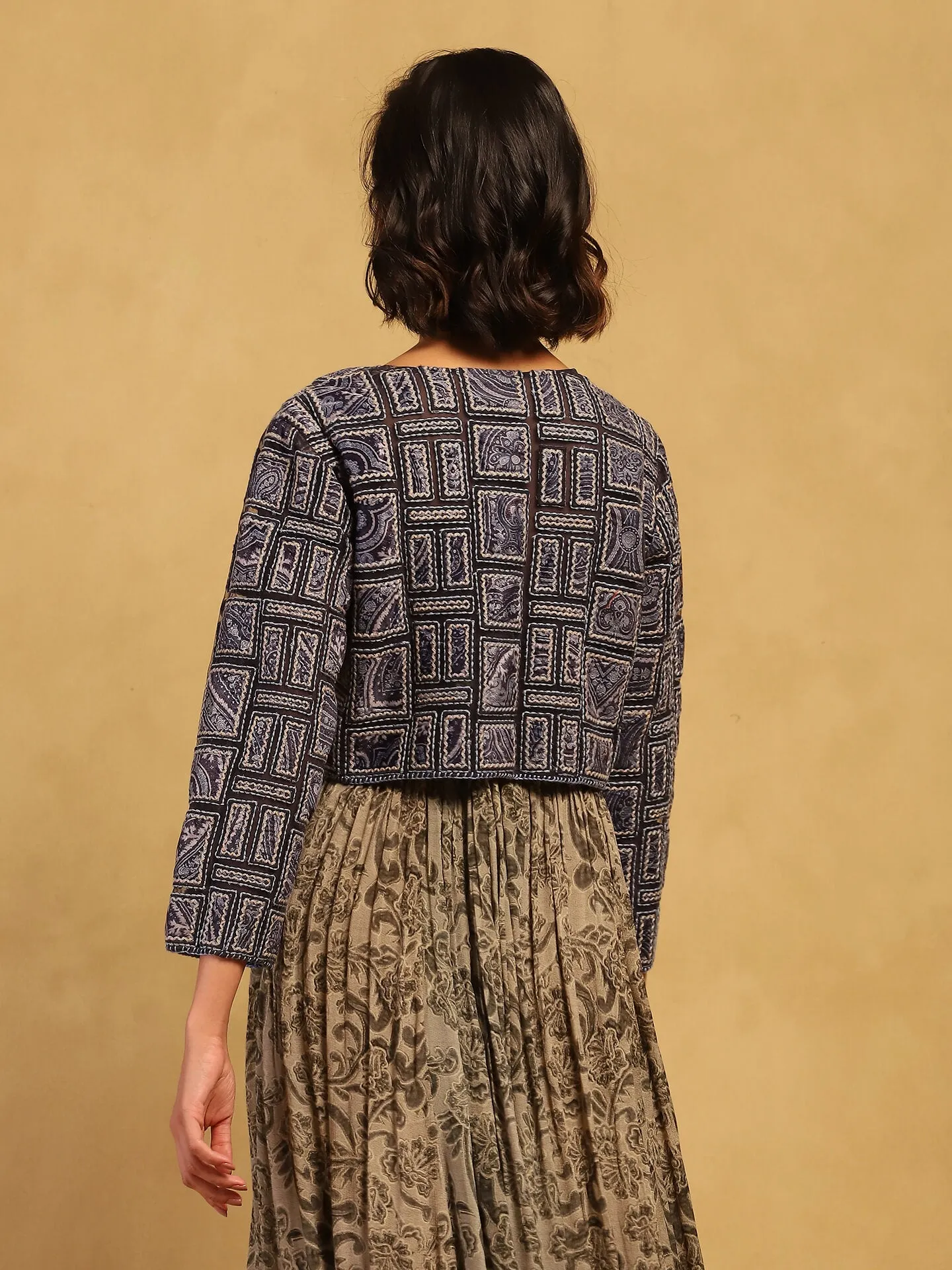 Blue geo applique jacket