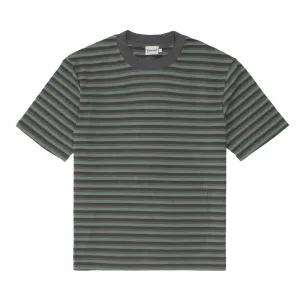 bound Peached Stripe Tee - Charcoal & Sage