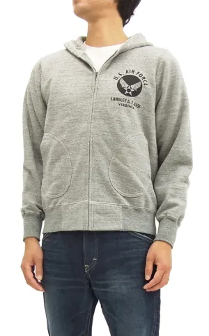 Buzz Rickson Hoodie Men's USAAF Insignia Hoodie Zip Front Hooded Sweatshirt BR65599 Heather-Gray