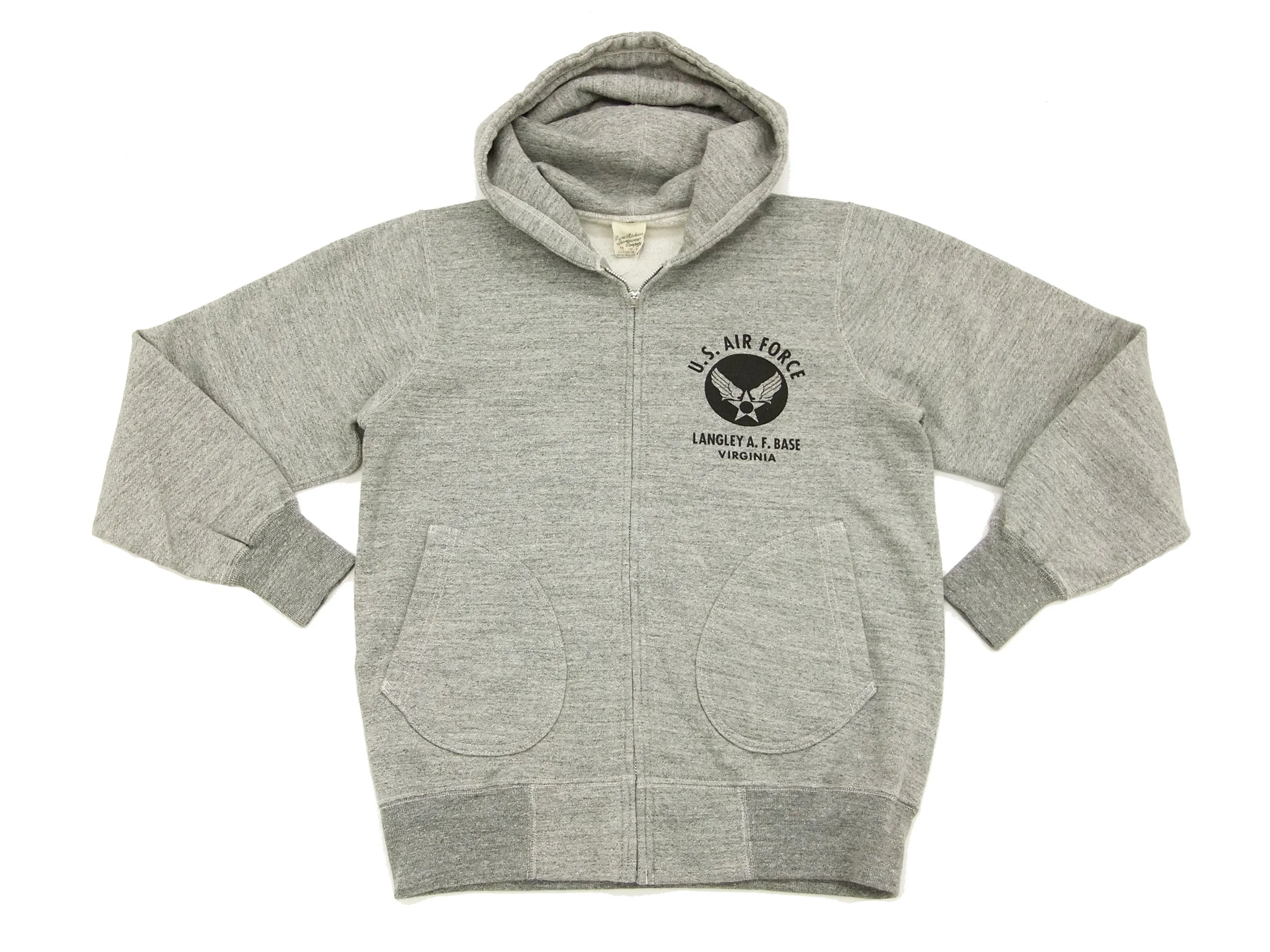 Buzz Rickson Hoodie Men's USAAF Insignia Hoodie Zip Front Hooded Sweatshirt BR65599 Heather-Gray