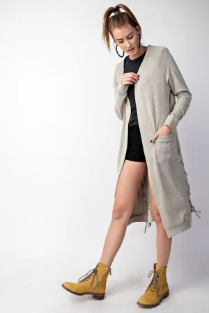 CAMILA LACE SIDE CARDI OATMEAL*
