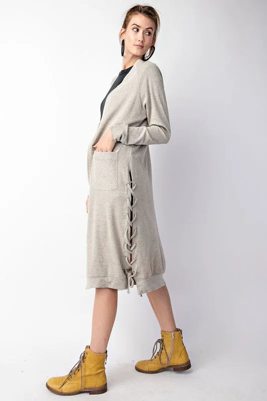 CAMILA LACE SIDE CARDI OATMEAL*