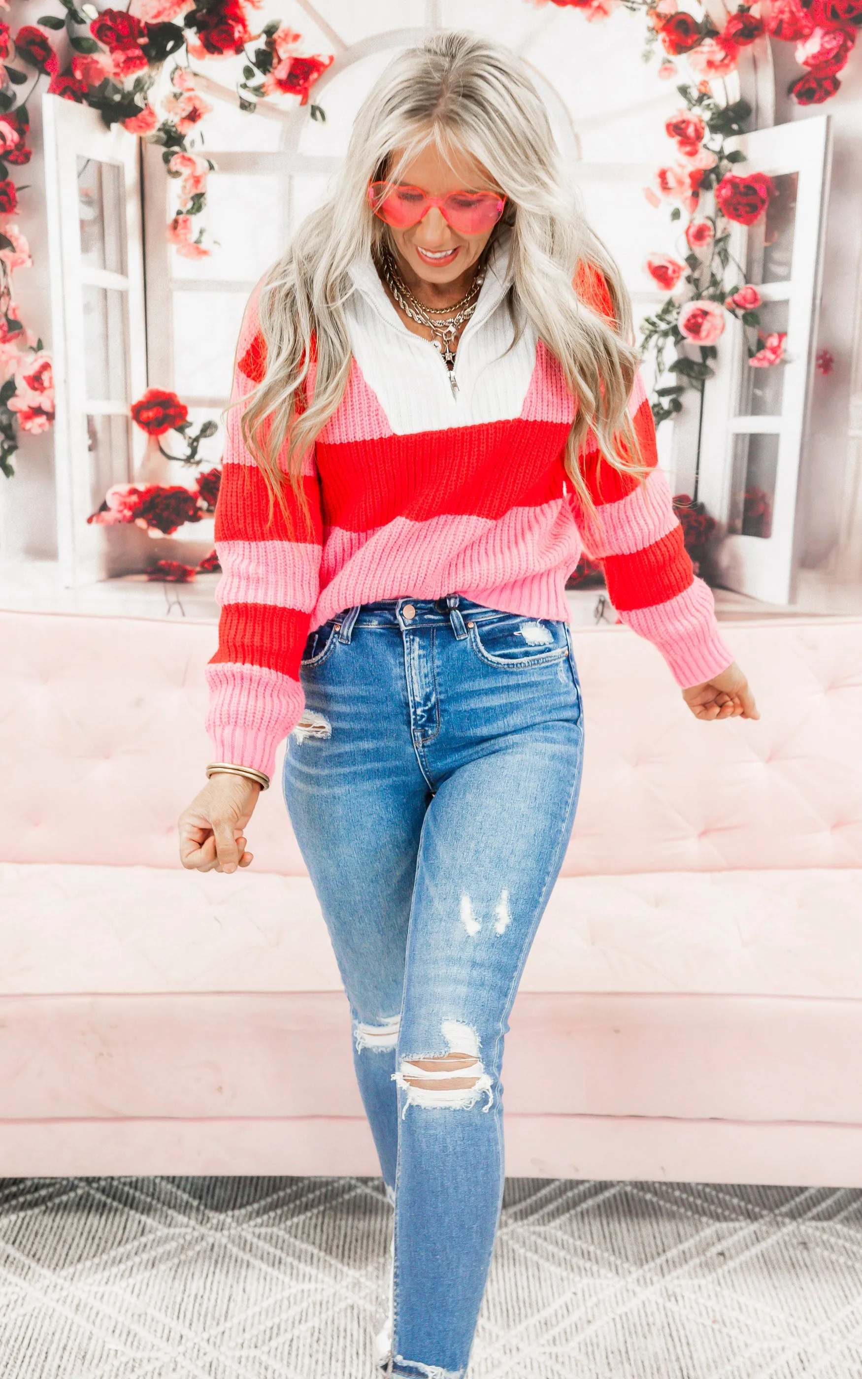 Candy Crush Colorblock Cozy 1/2 Zip Mock Neck Sweater | SALTY WAVE *DEAL-FINAL SALE