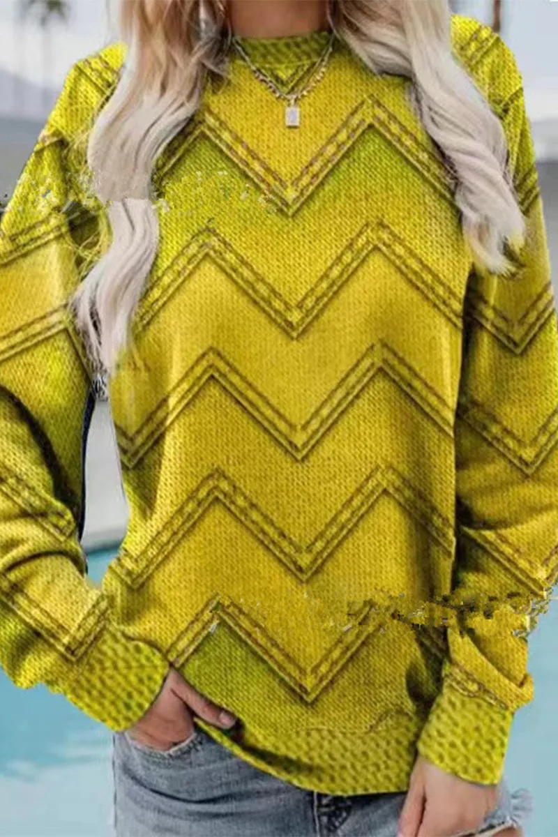 Casual Geometric Printing O Neck Sweaters (6 Colors)