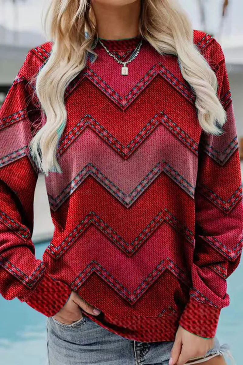 Casual Geometric Printing O Neck Sweaters (6 Colors)