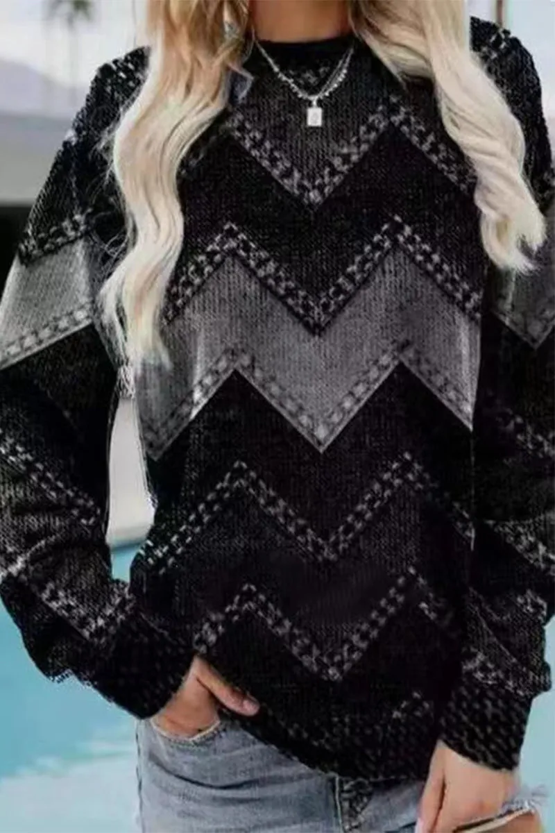 Casual Geometric Printing O Neck Sweaters (6 Colors)