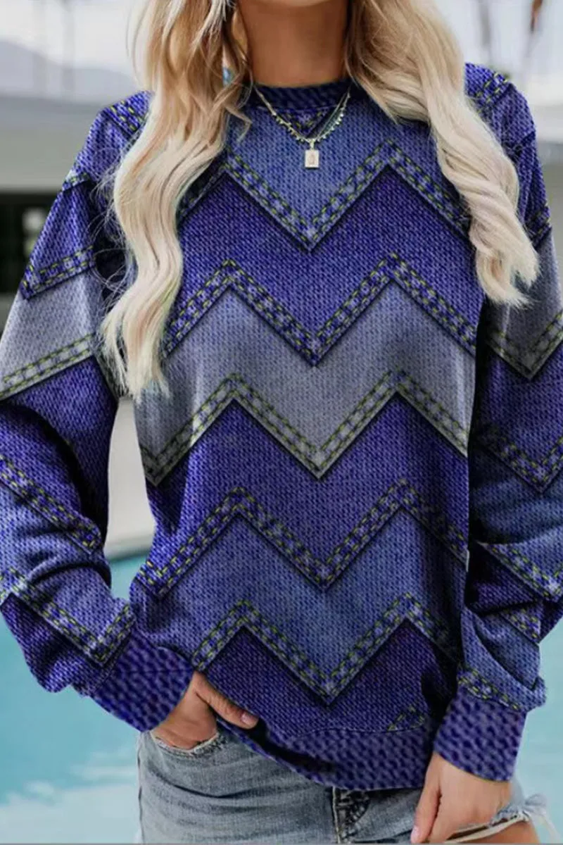 Casual Geometric Printing O Neck Sweaters (6 Colors)