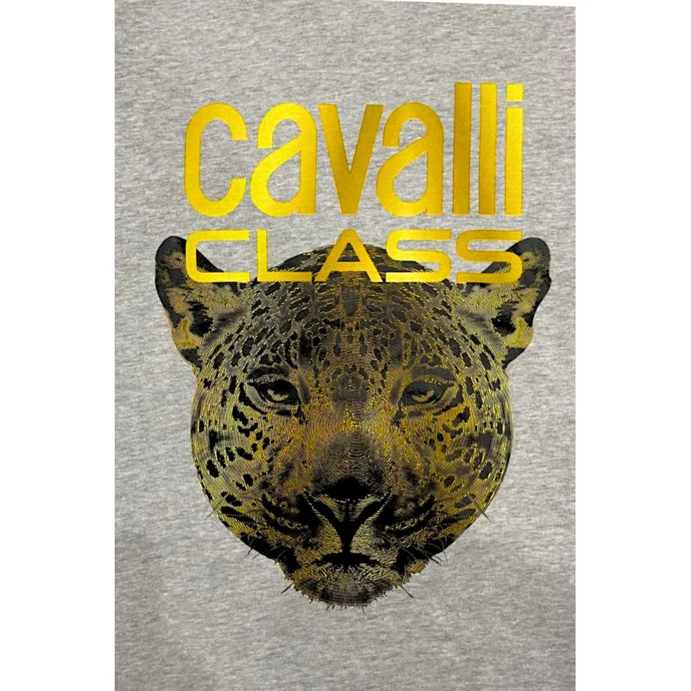 Cavalli Class Gray Polyester Men Sweater