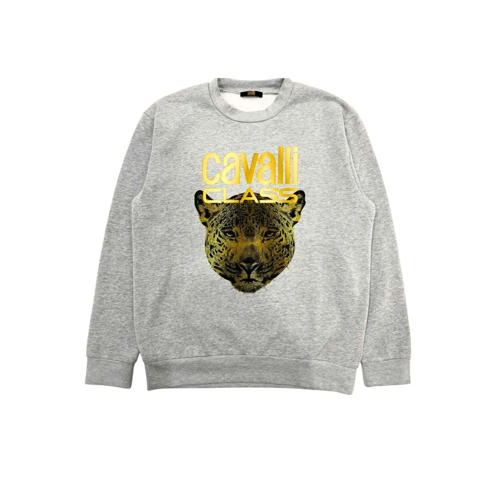 Cavalli Class Gray Polyester Men Sweater