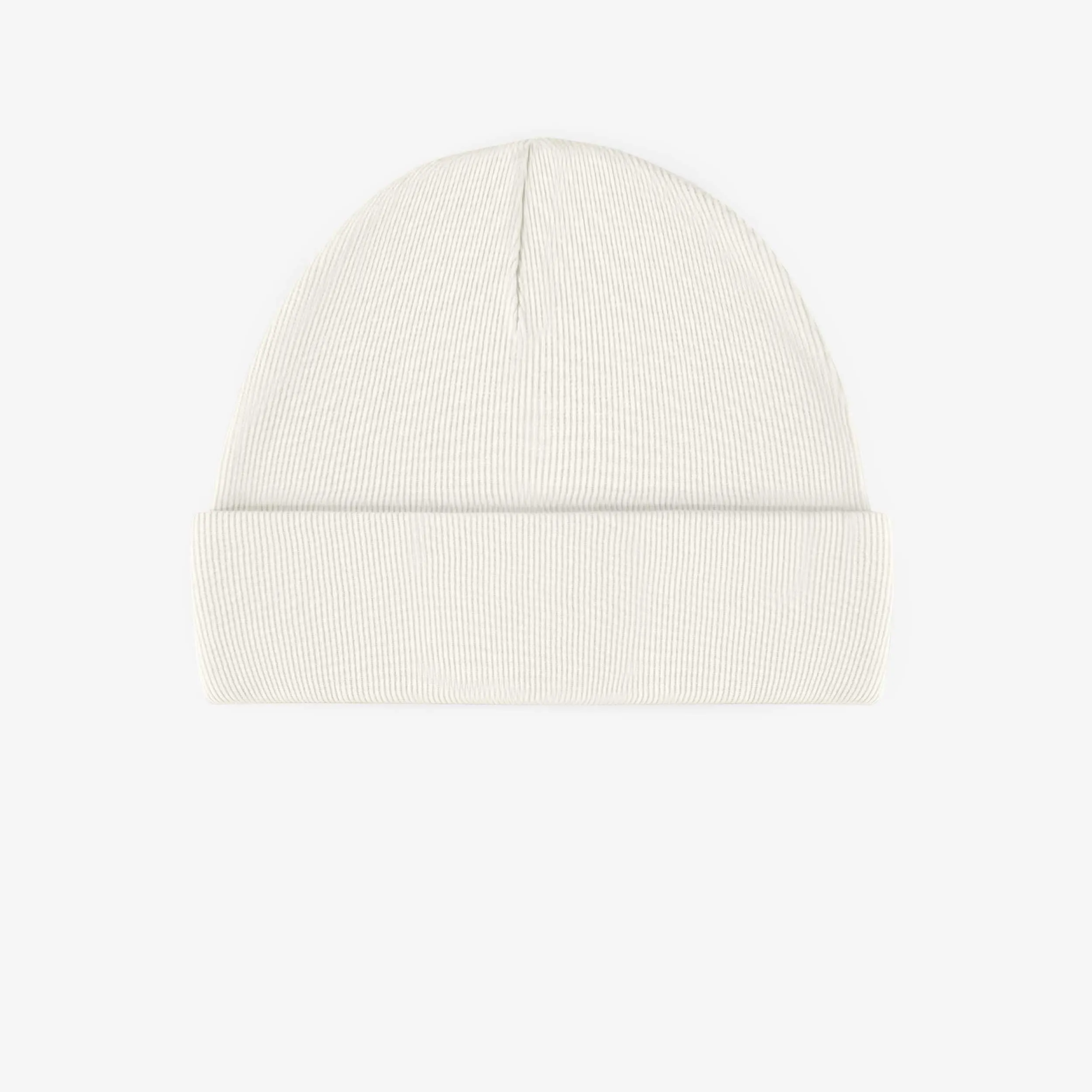 Chapeau crème d’extérieur en tricot côtelé, enfant || Cream outdoor hat in ribbed knit, child