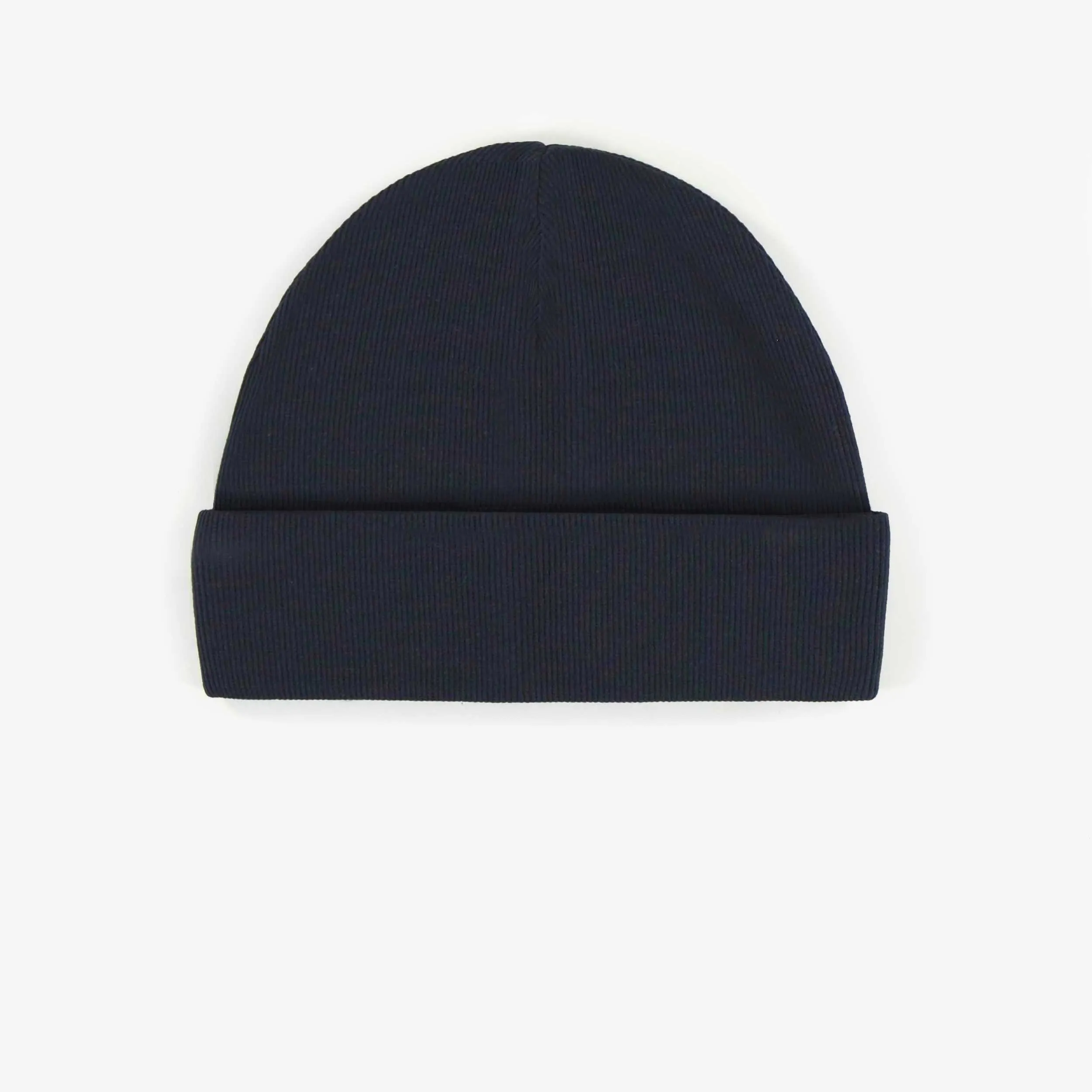 Chapeau marined’extérieur en tricot côtelé, enfant || Navy outdoor hat in ribbed knit, child