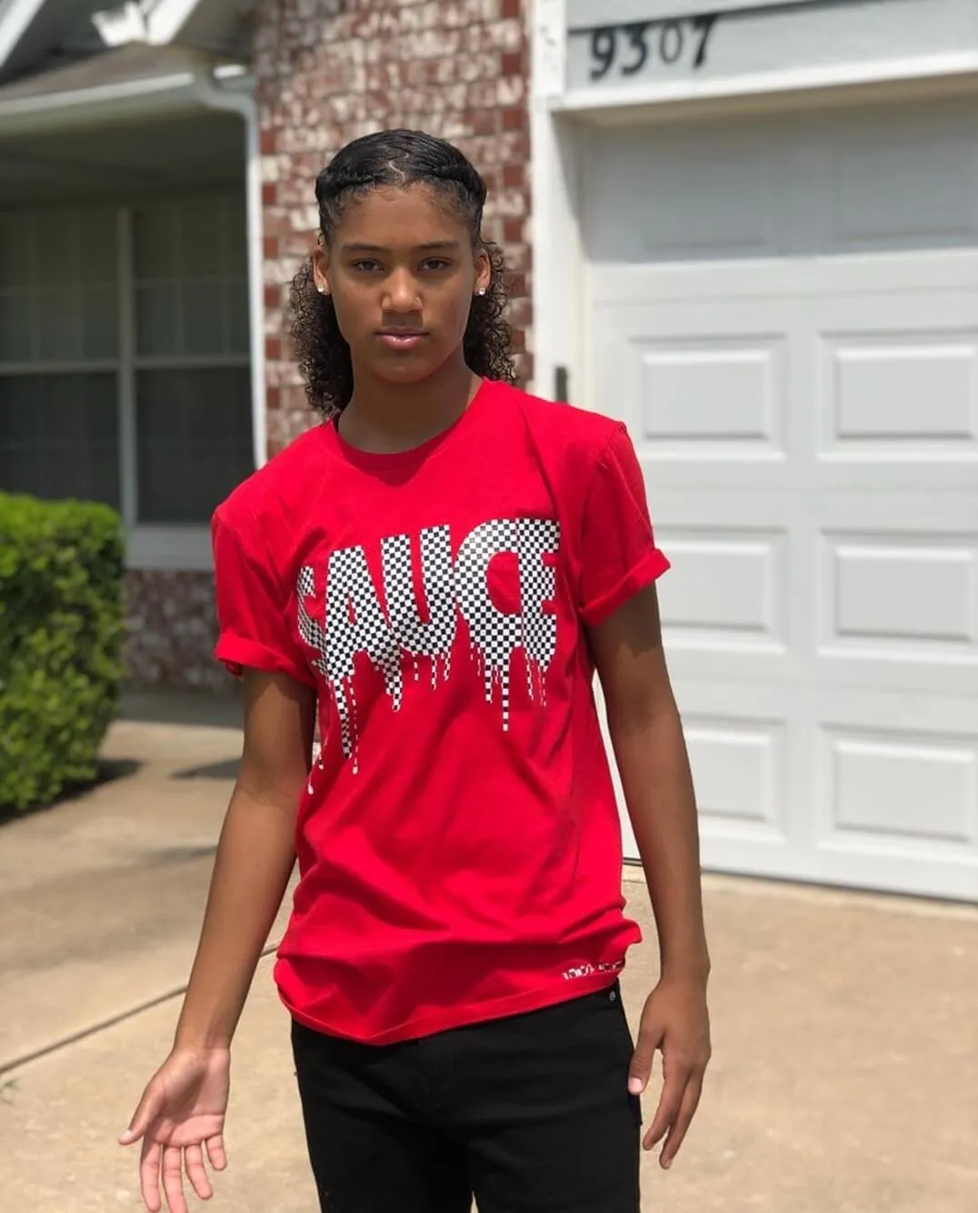 Checkered B&W Sauce | Red Tee