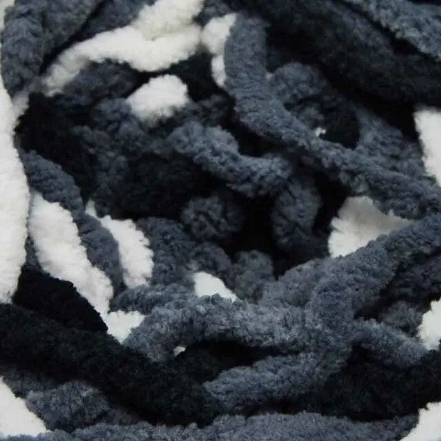 Chenille Blanket Yarn 100g 80m 12ply - Silver Camo