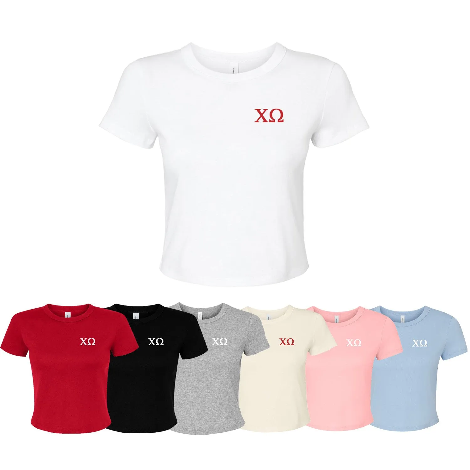 Chi Omega Cropped Baby Rib Tee - XO