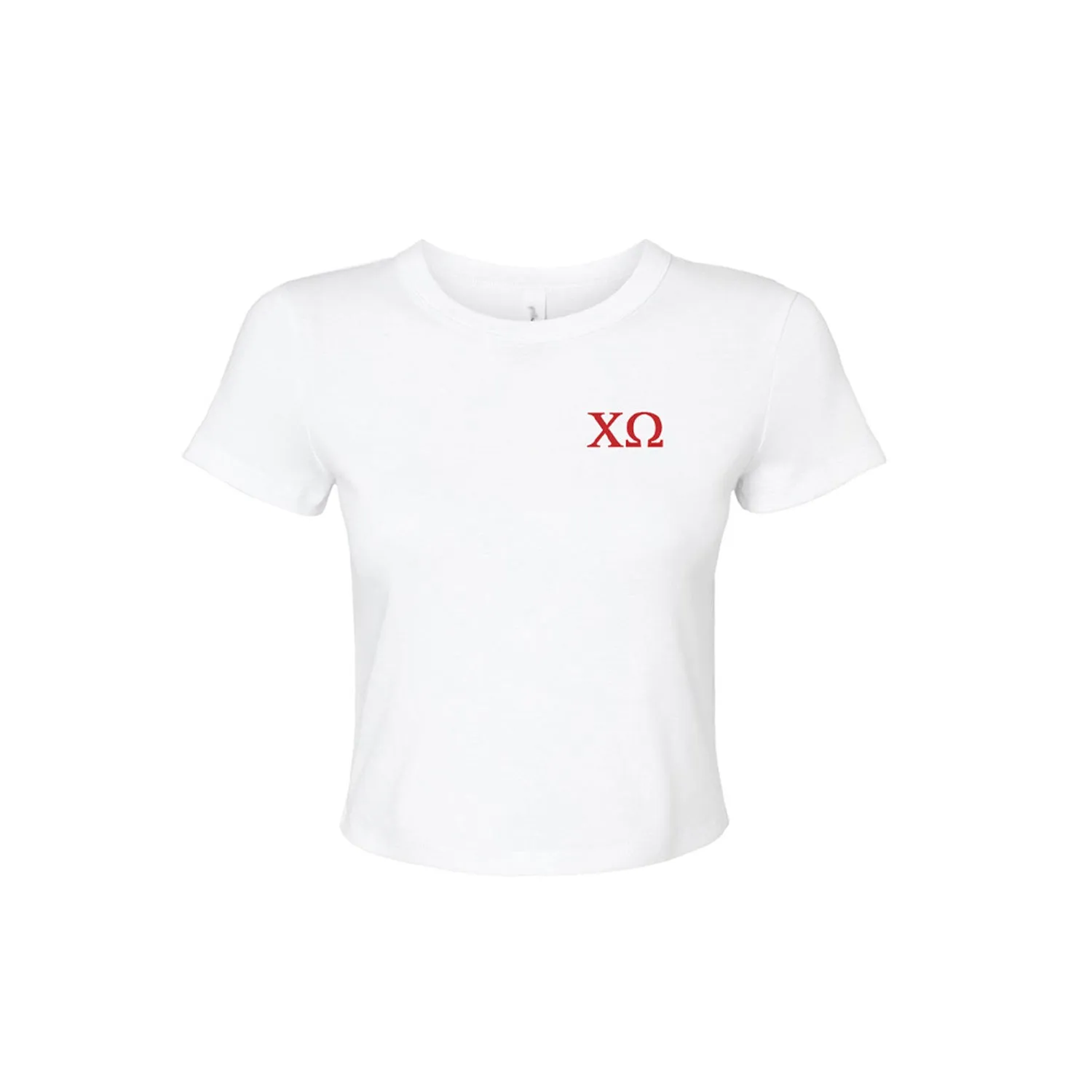 Chi Omega Cropped Baby Rib Tee - XO