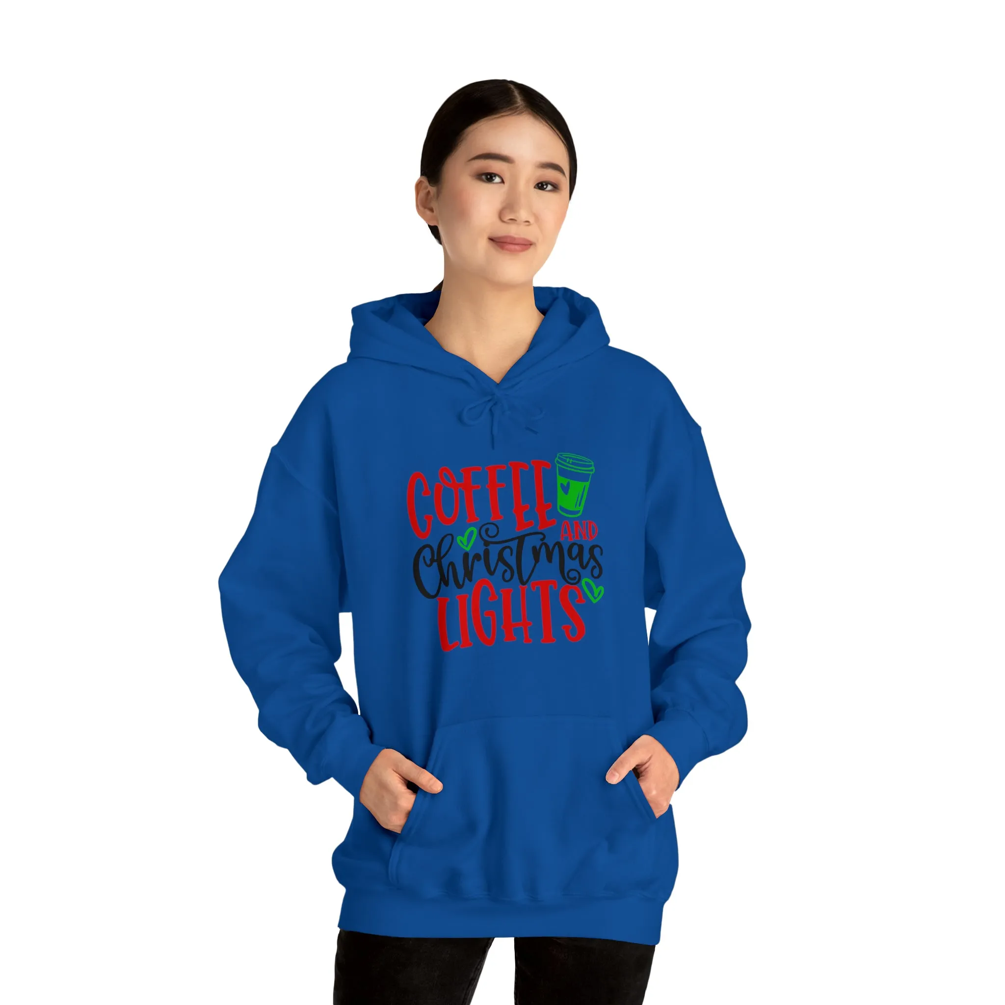 Christmas coffee lights- Unisex Heavy Blend™ Hooded Sweatshirt