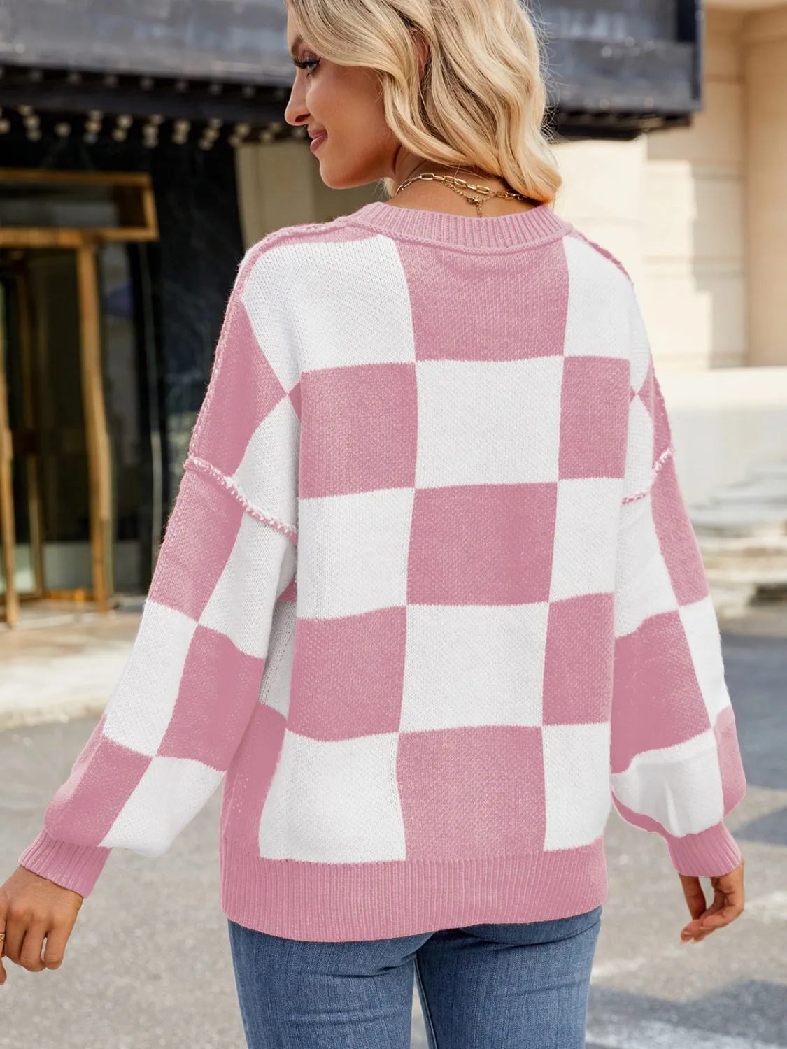 Classic Plaid Round Neck Sweater