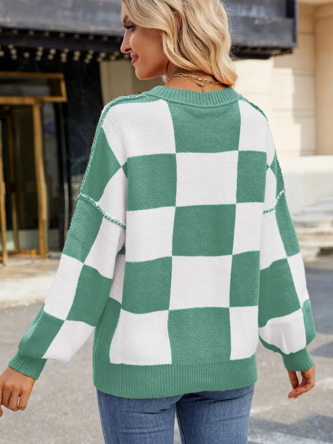 Classic Plaid Round Neck Sweater