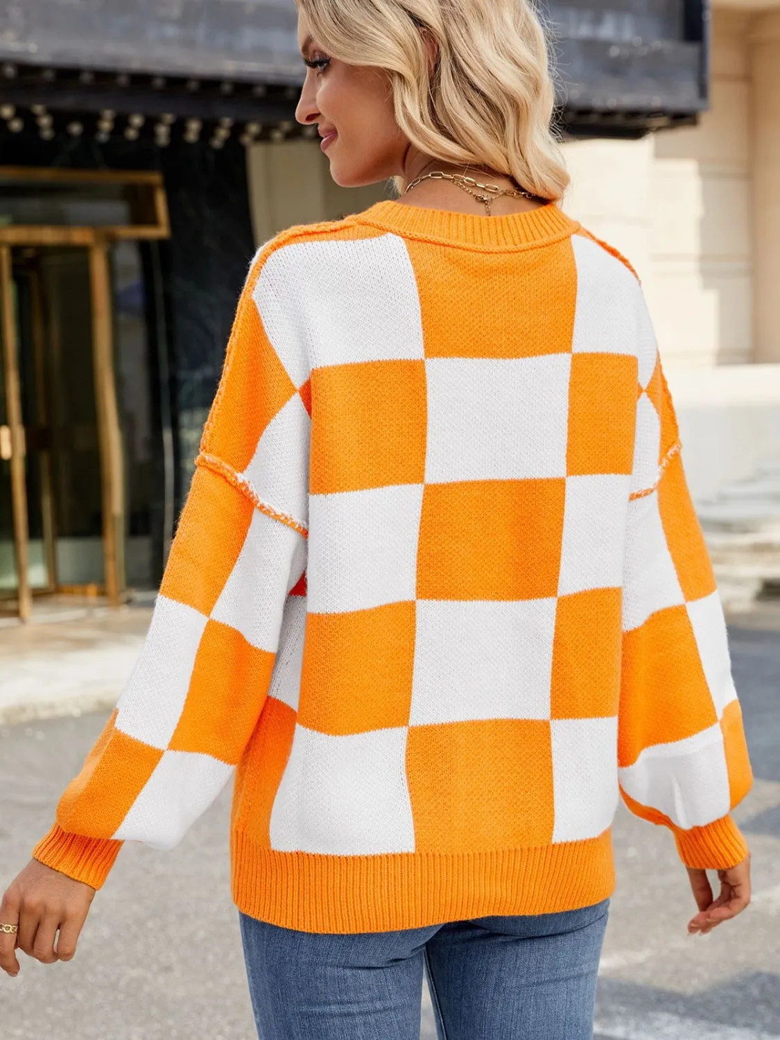 Classic Plaid Round Neck Sweater