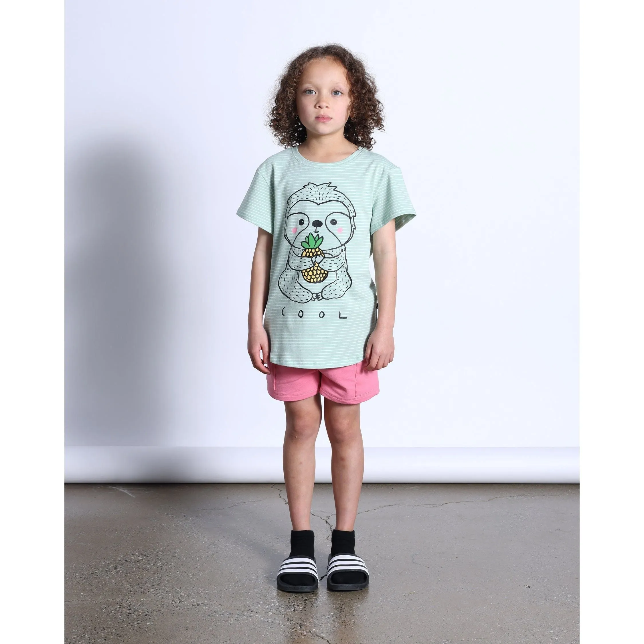 Cool Sloth Tee- Mint Stripe