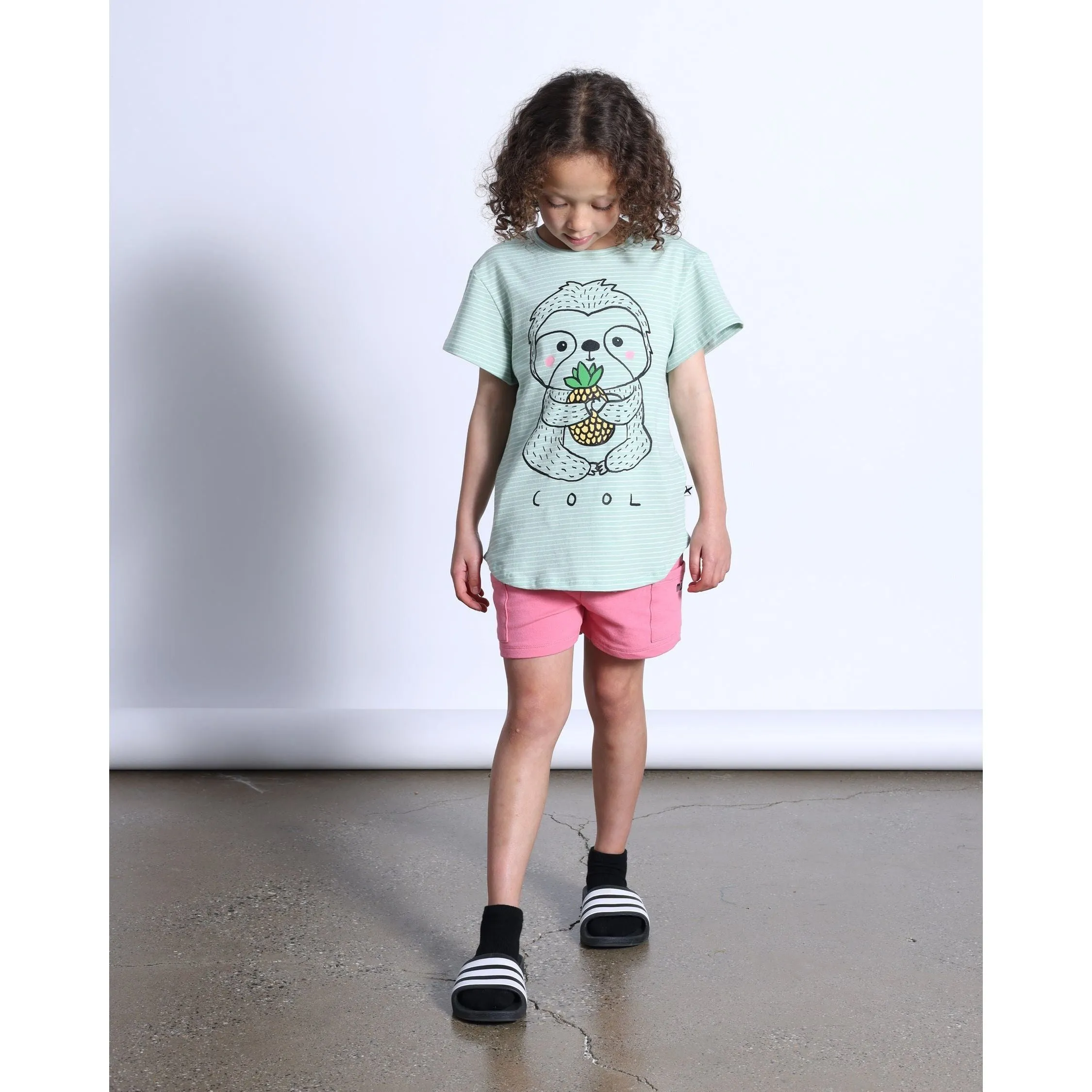 Cool Sloth Tee- Mint Stripe