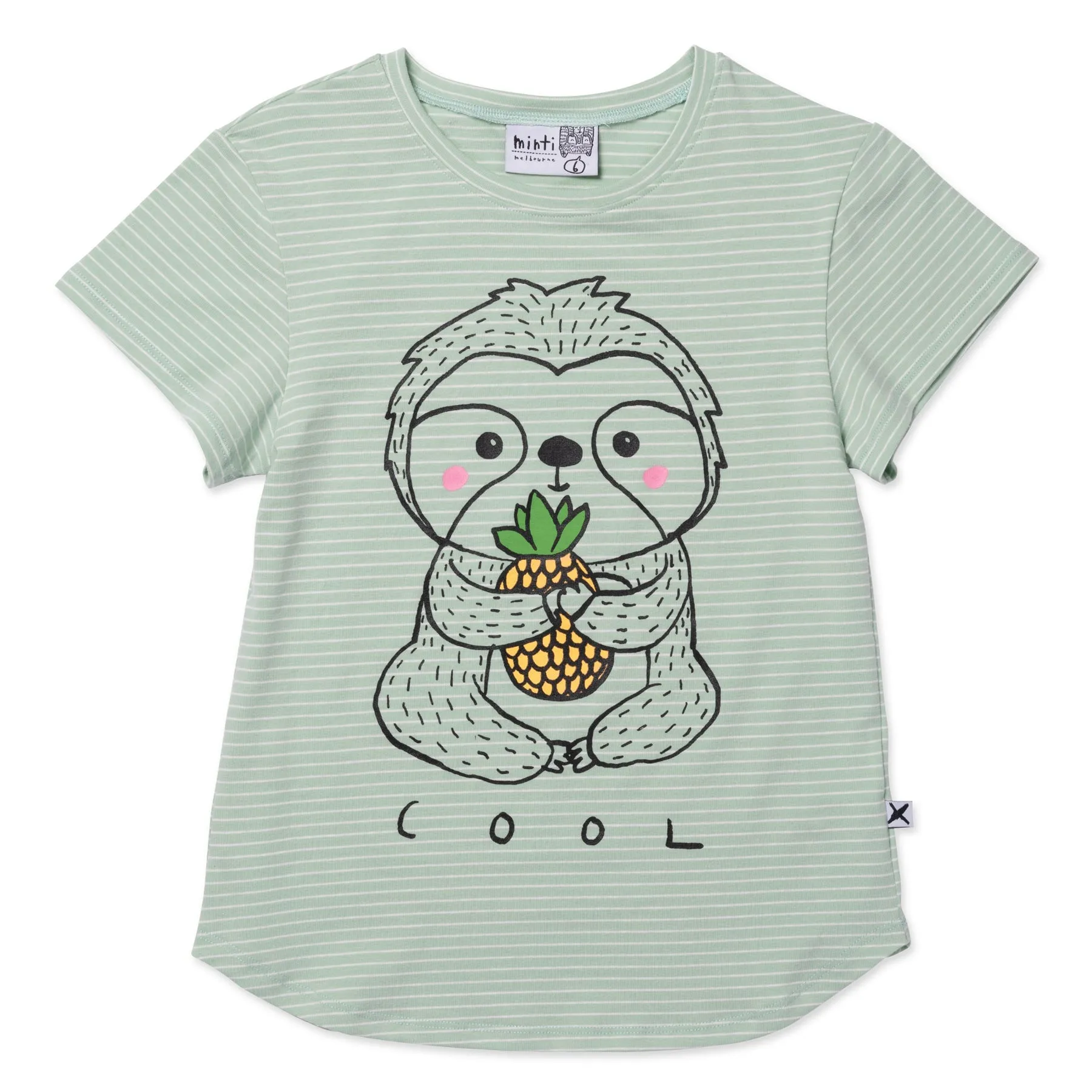 Cool Sloth Tee- Mint Stripe