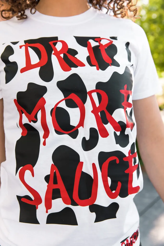 Cow Print Drip More Sauce | White Tee (Chick-fil-A)