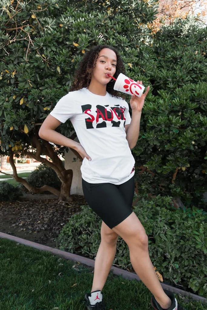 Cow Print Sauce V2 (F&B) | White Tee (Chick-fil-A)