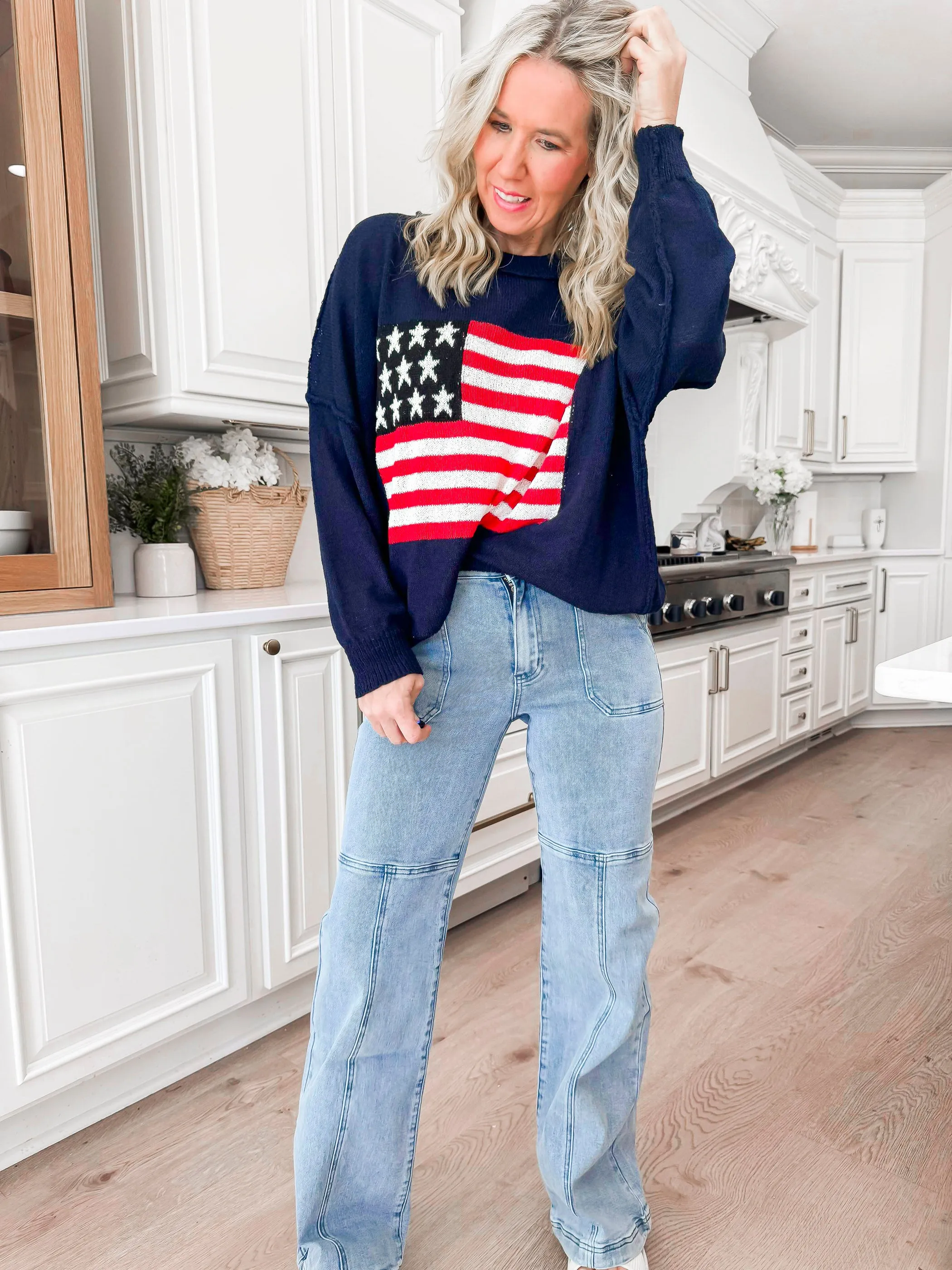 Cozy in the USA Knit Pullover Sweater