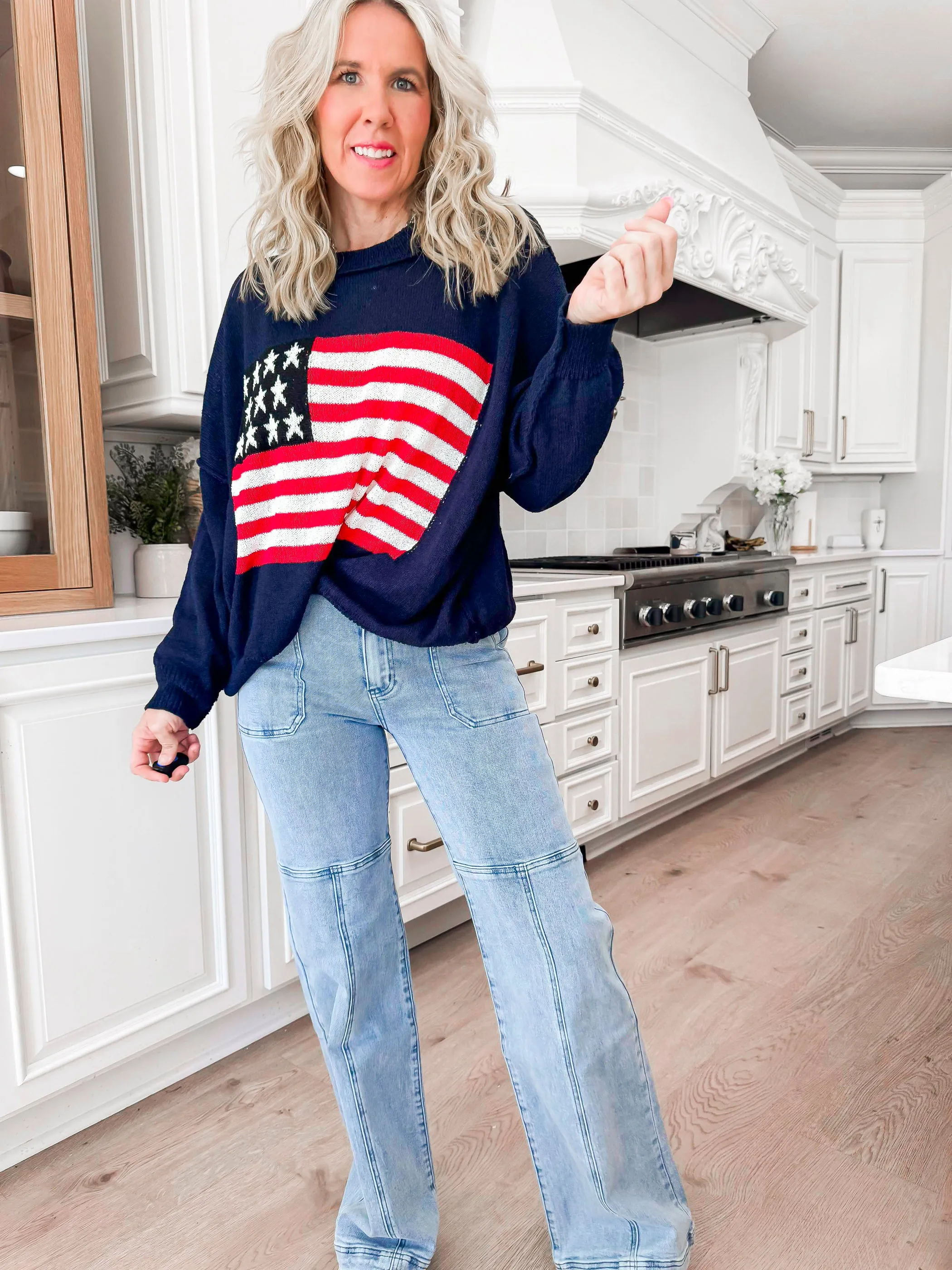 Cozy in the USA Knit Pullover Sweater