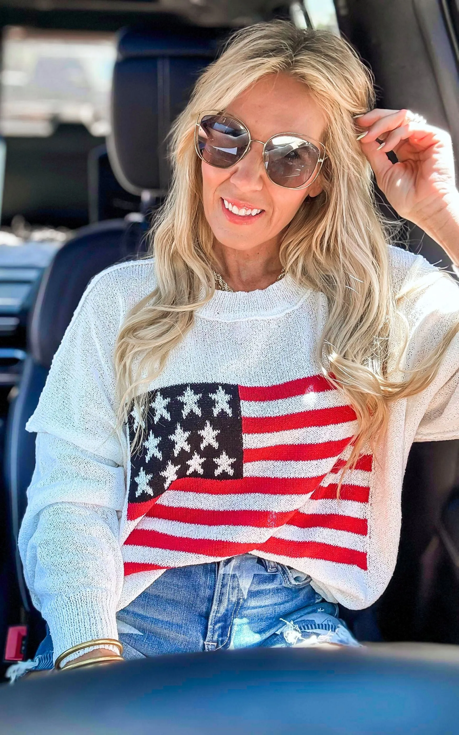 Cozy in the USA Knit Pullover Sweater