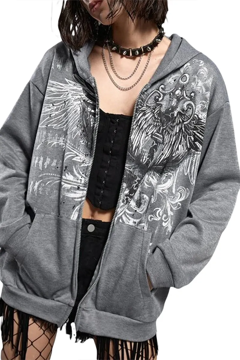 CR3337 Graphic Hoodie Jacket Outerwear