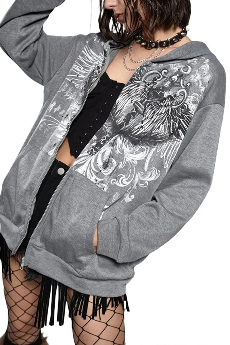 CR3337 Graphic Hoodie Jacket Outerwear
