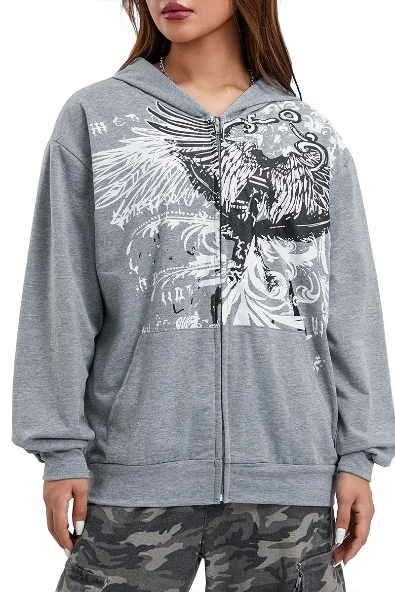 CR3337 Graphic Hoodie Jacket Outerwear