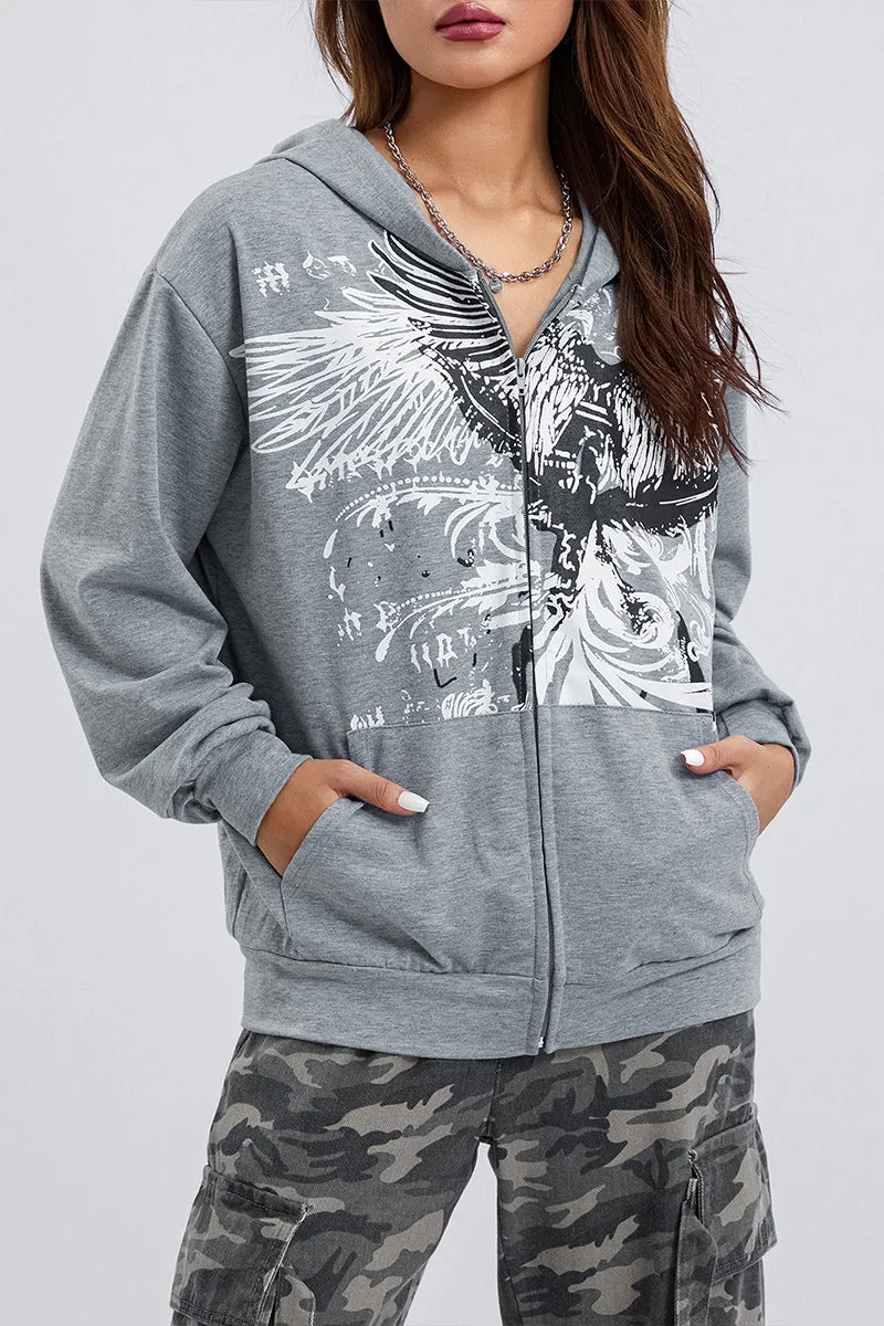CR3337 Graphic Hoodie Jacket Outerwear