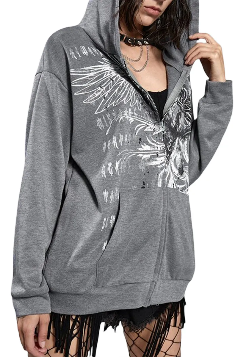 CR3337 Graphic Hoodie Jacket Outerwear