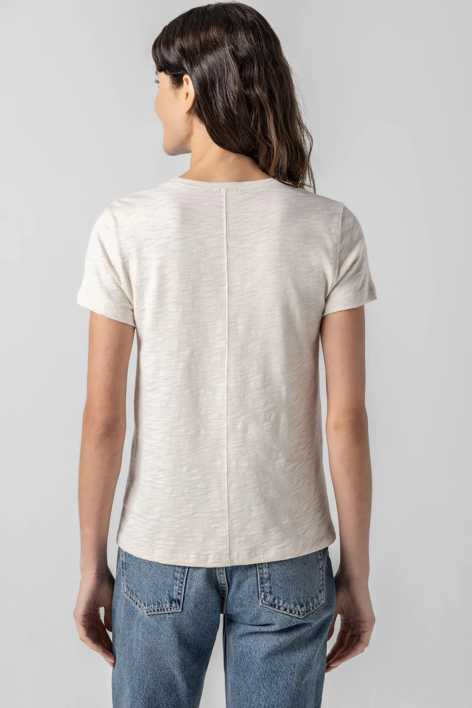 CUFFED SLEEVE SPLIT NECK