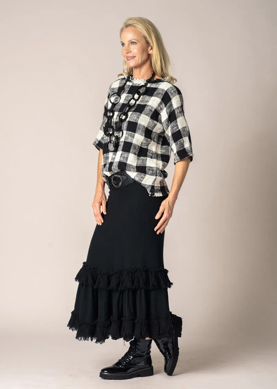 Daelia Cotton Top In Black/White Check - Imagine Fashion