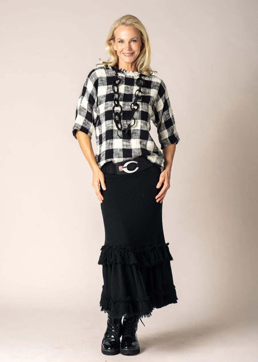 Daelia Cotton Top In Black/White Check - Imagine Fashion