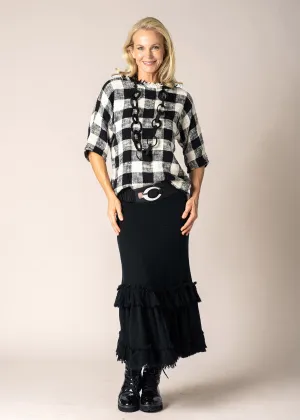 Daelia Cotton Top In Black/White Check - Imagine Fashion